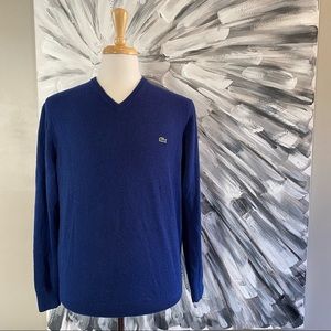 Lacoste 100% Wool V-Neck Sweater